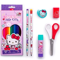 Kit Escolar Leo&Leo Com Lápis De Cor 12 Cores Hello Kitty (MP)