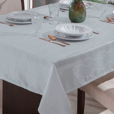 Toalha De Mesa Branyl Impermeável Viena 140x140cm Prata (MP)