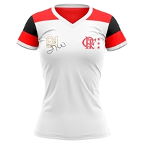 Camisa Flamengo Feminina Braziline Zico Retrô Branca M (MP)
