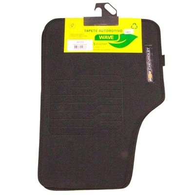 Jogo de Tapetes Automotivo Ecotap Wave 04 Peças Adaptável Universal Chevrolet, Preto - W1012